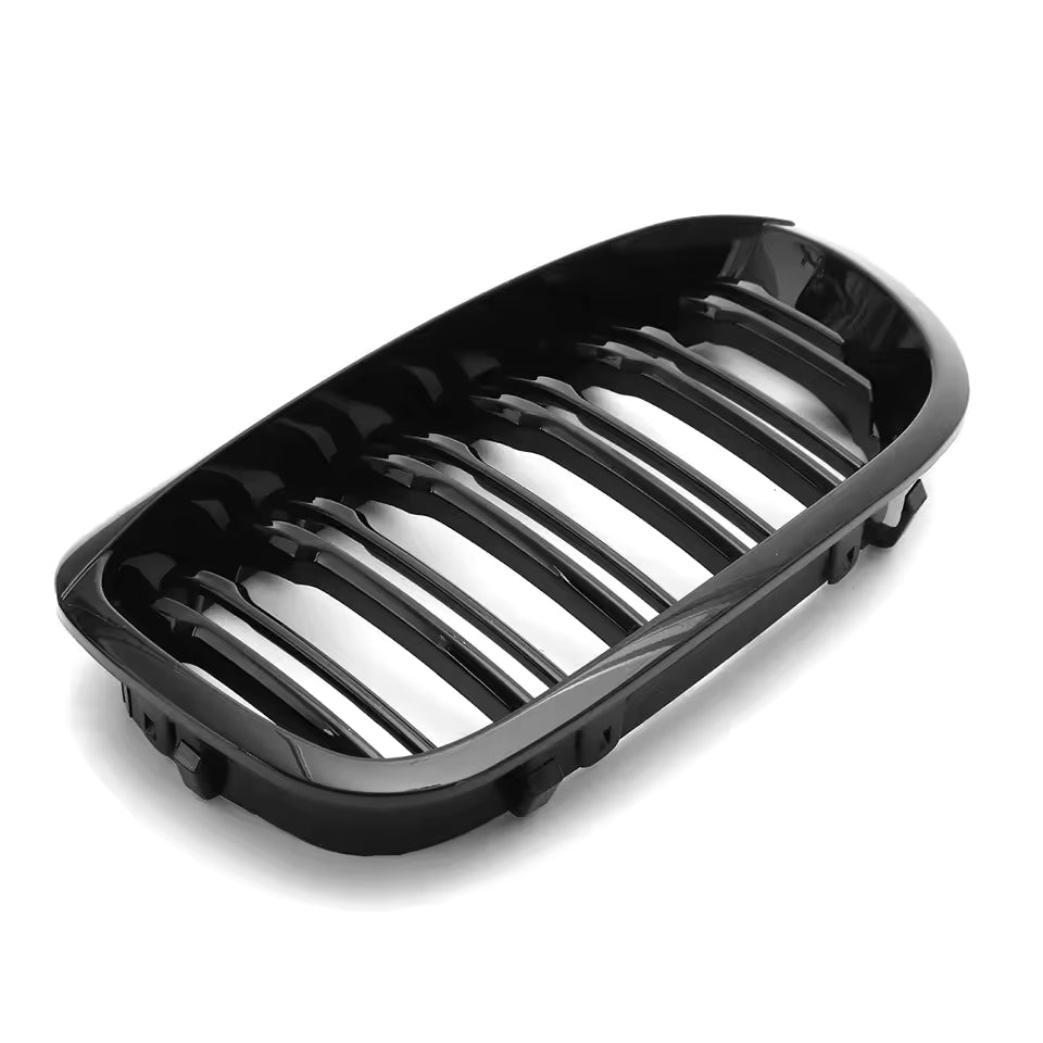 BMW 3 Series E46 2 Door Gloss Black Double Slat Front Grills (2003-2006)