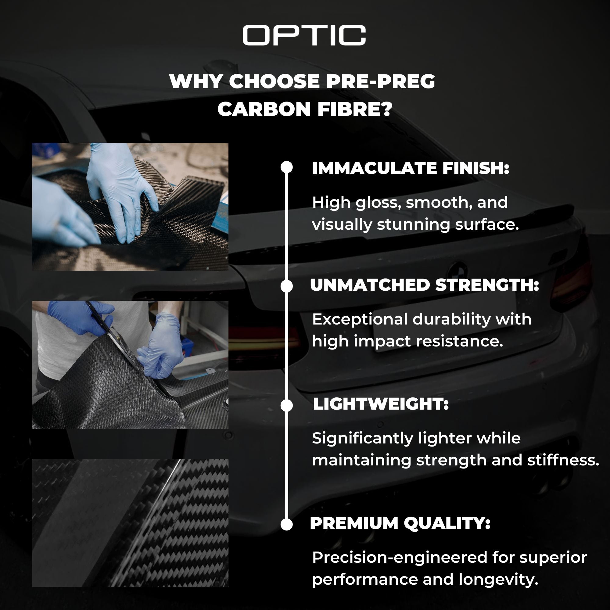 M Style Pre-Preg Dry Carbon Fibre Wing Mirror Covers For BMW F20 F21 F22 F30 F32 F87 By OPTIC (2012-2019)