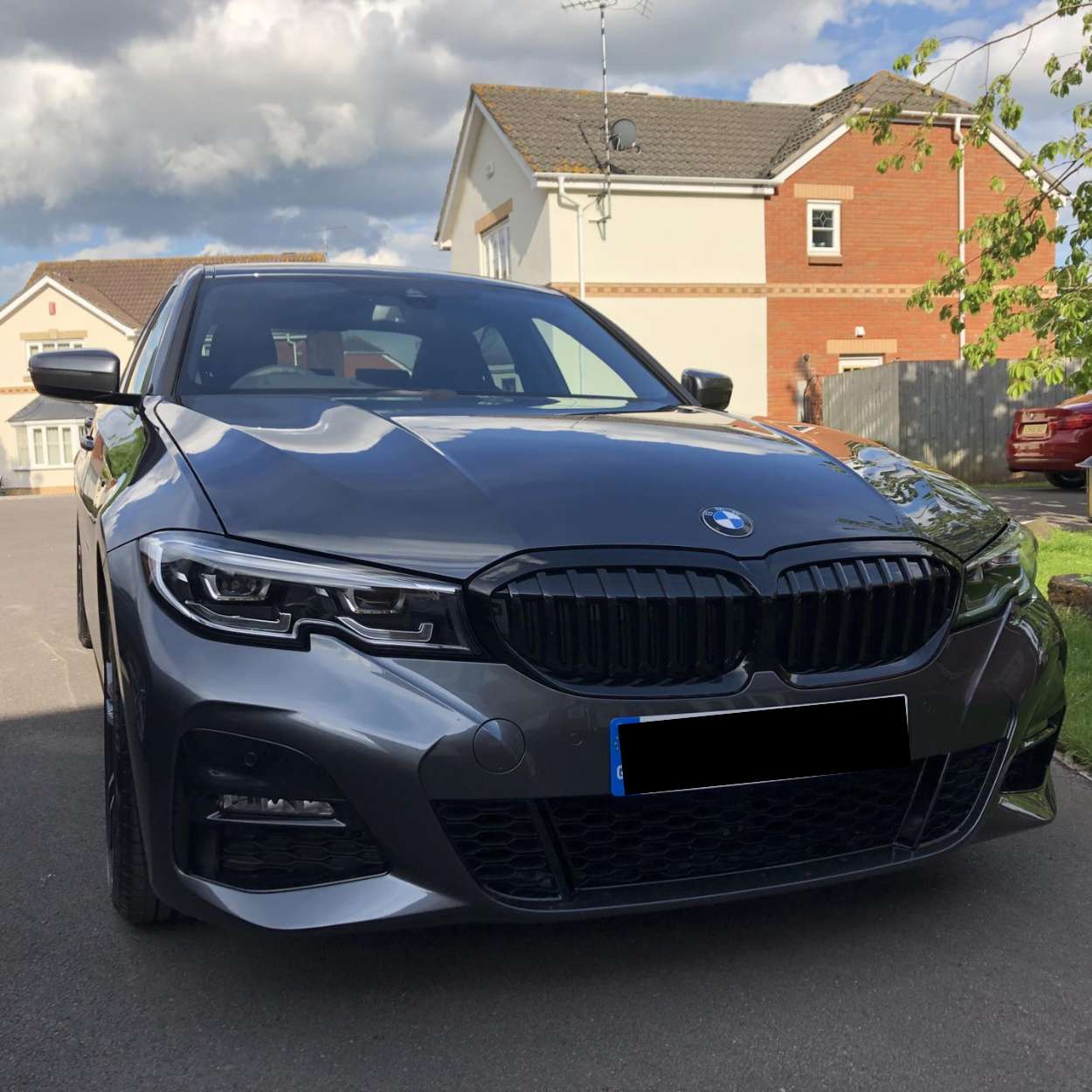 BMW 3er G20/G21 Pre-LCI Schwarz Hochglanz Einseitiger Lamellen Nieren Grill (2019-2022)
