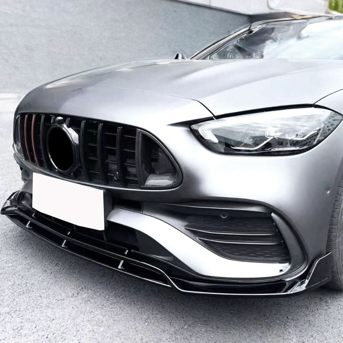 Mercedes C-Klasse W206 B2 Style Hochglanz Schwarze Frontlippe Splitter (2022+)