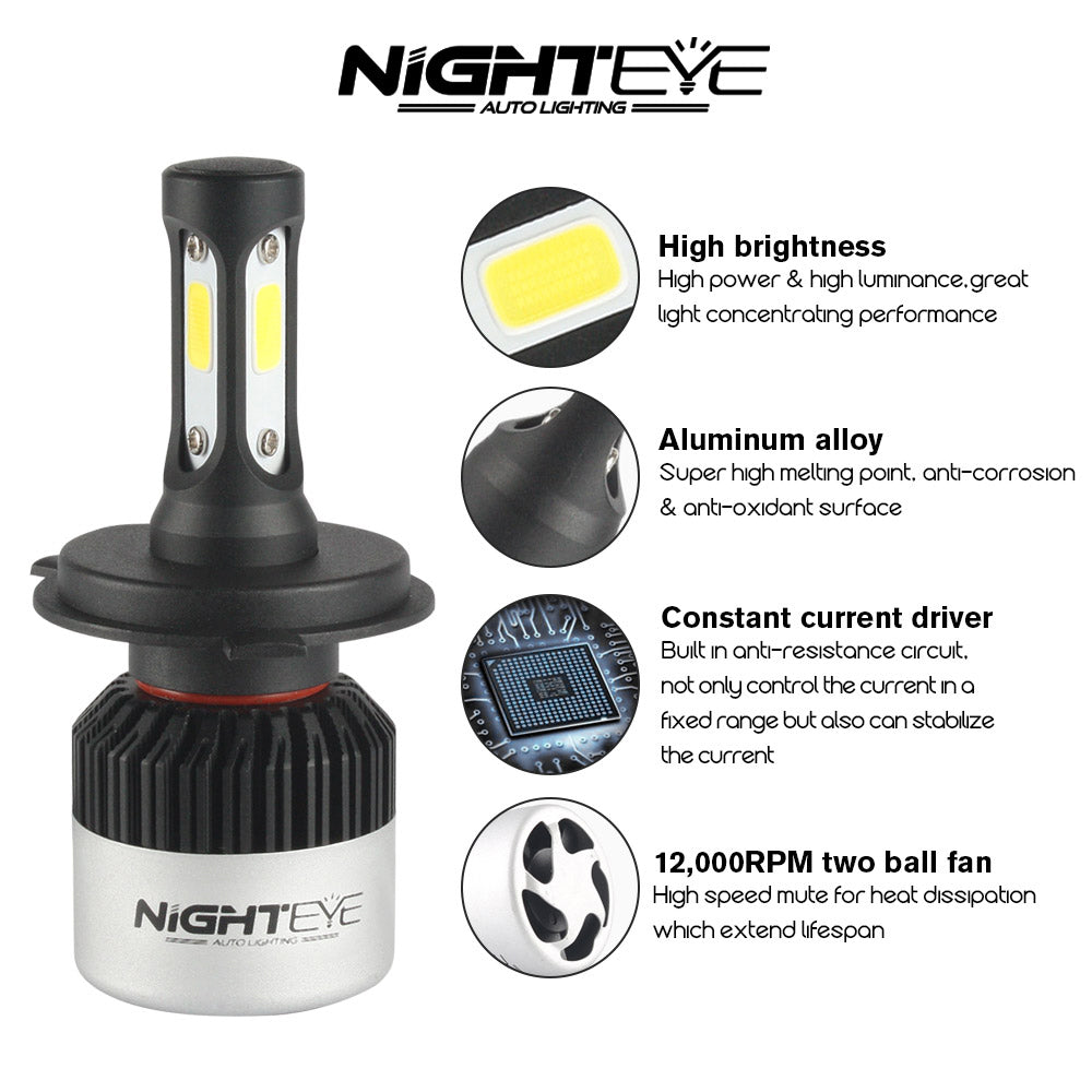 NIGHT EYE 6500K 72W LED-Scheinwerferlampen (H7/H4/H8/H9/H11/HB3 9005/HB4 9006)