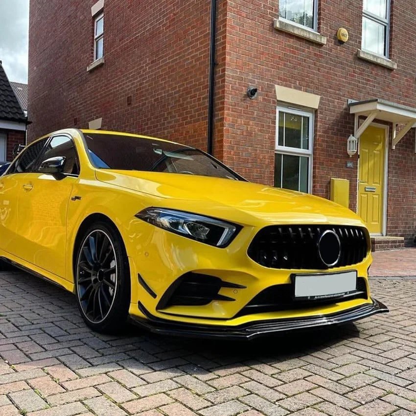 Mercedes A-Klasse W177 AMG Style Hochglanz Schwarze Frontlippe Splitter (2018-2022)