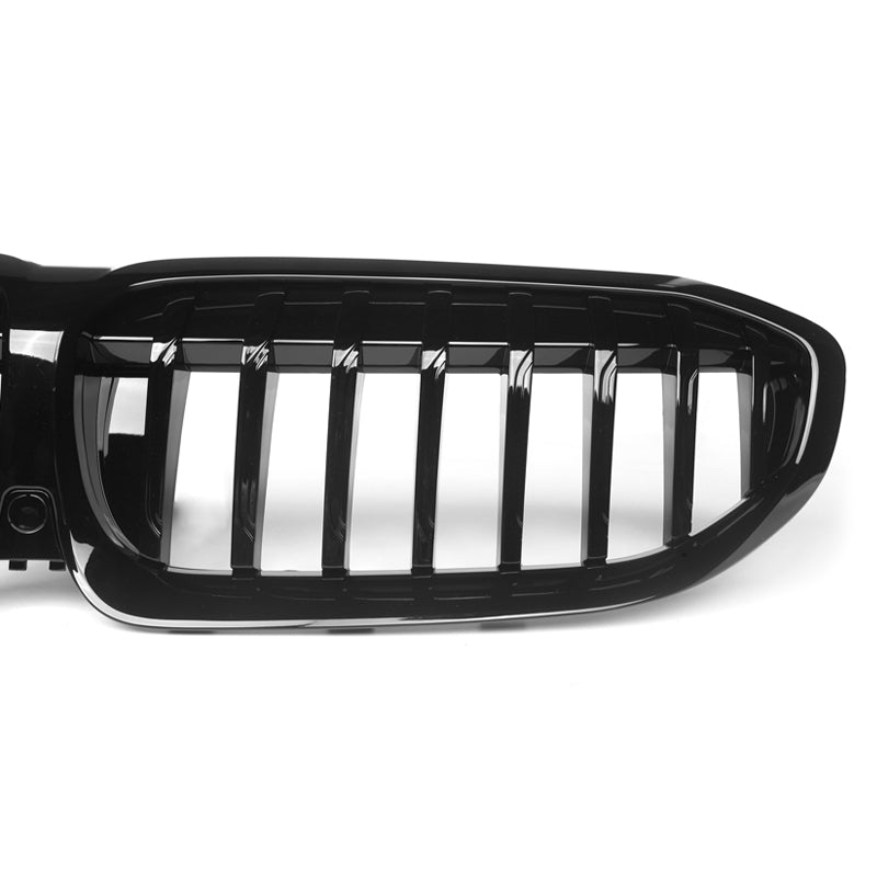 BMW 3er G20/G21 Pre-LCI Schwarz Hochglanz Einseitiger Lamellen Nieren Grill (2019-2022)