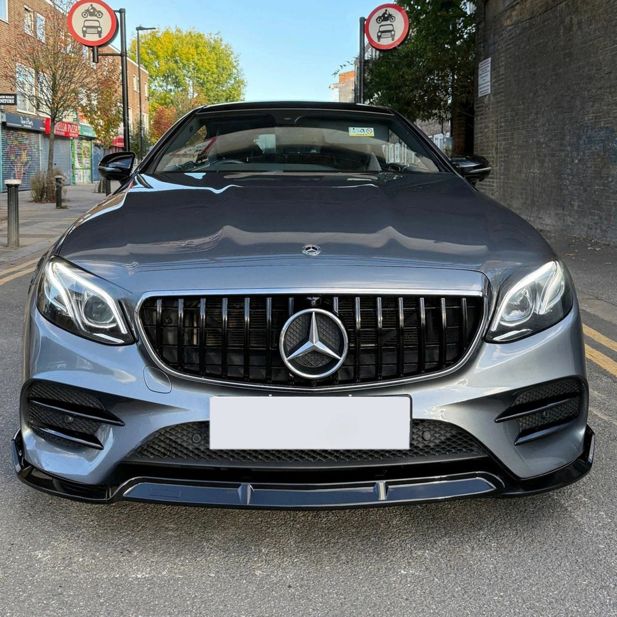 Mercedes E-Klasse W213 4-Türer AMG Style Hochglanz Schwarze Frontlippe Splitter (2017-2020)