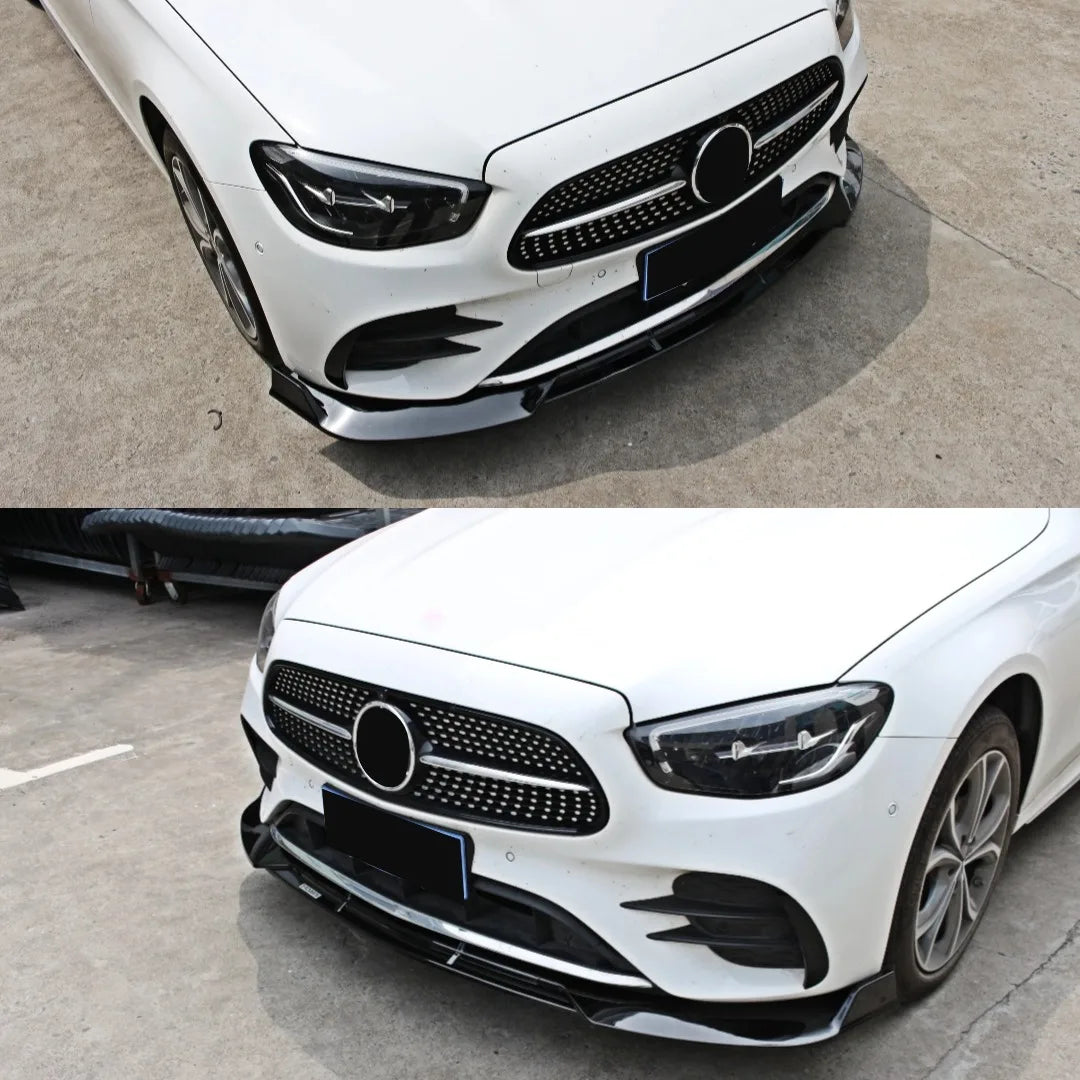 Mercedes E-Klasse W213 4-Türer AMG Style Hochglanz Schwarze Frontlippe Splitter (2021-2023)