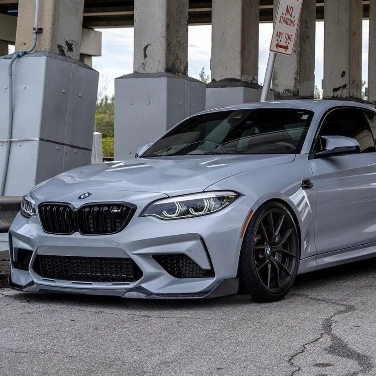 BMW M2 F87 Schwarz Hochglanz CS-Stil Frontlippe (2015-2018)